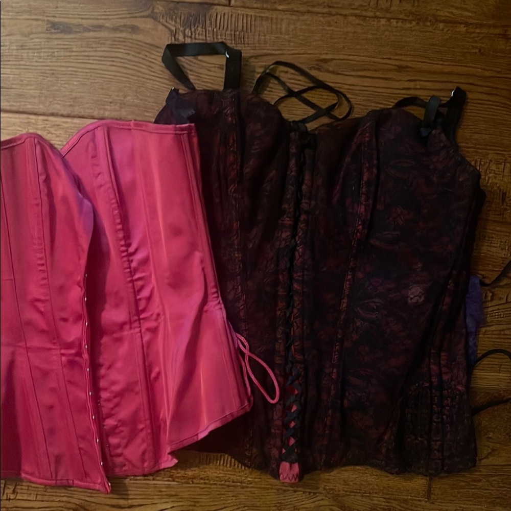 Fredrick’s of Hollywood Sz S Pink and Black Lace Corset